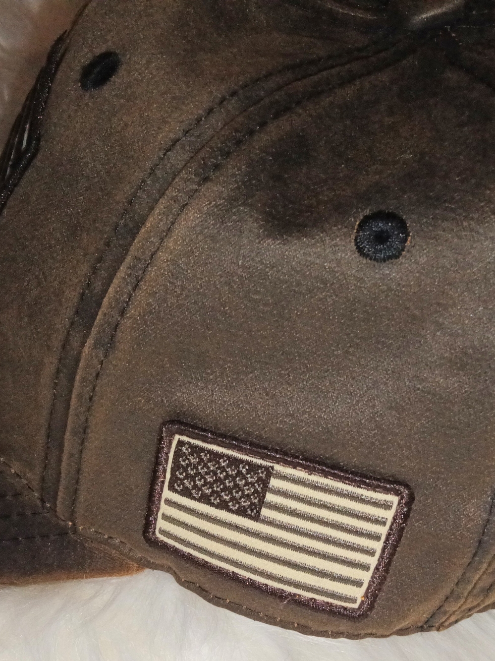 Rustic Brown 'Rugged' ADJUSTABLE Flag Baseball Cap - RUNS DEEP - Picture 3 of 8